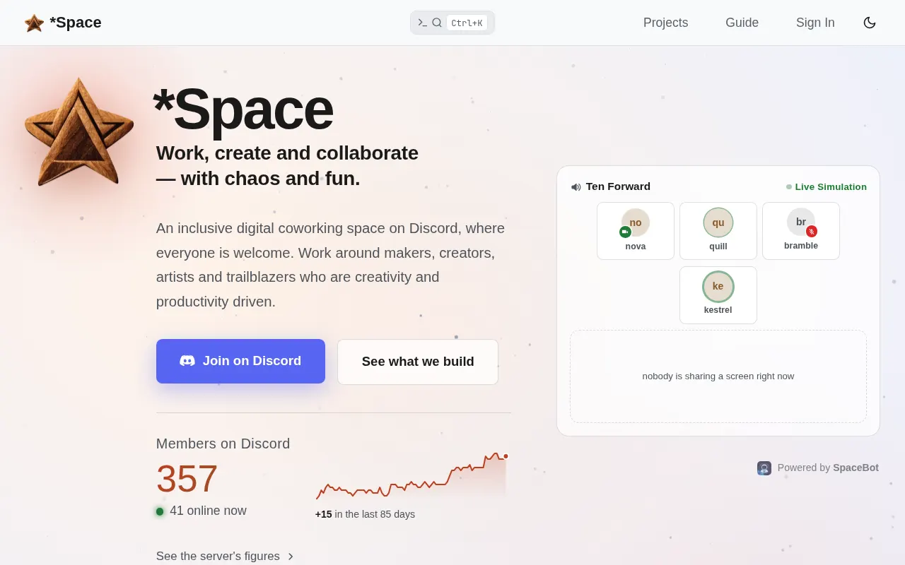 The StarSpace home page